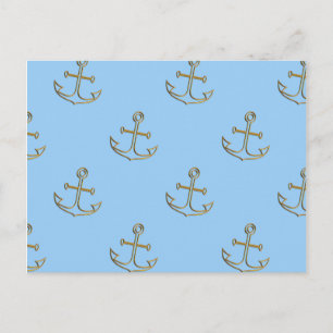 Golden Anchors, Blue Sea Postcard