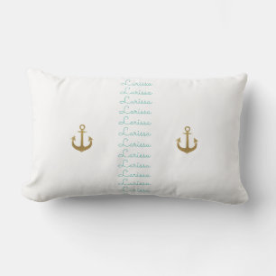 golden anchors - nautical chic & personalised outdoor cushion