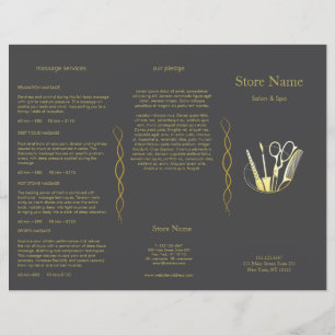 Golden and Black Beauty Salon Trifold Bruchure