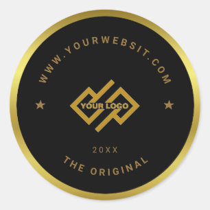 Golden and Black / Custom Business Logo Classic Classic Round Sticker