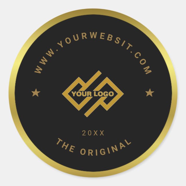 Golden and Black / Custom Business Logo Classic Classic Round Sticker (Front)