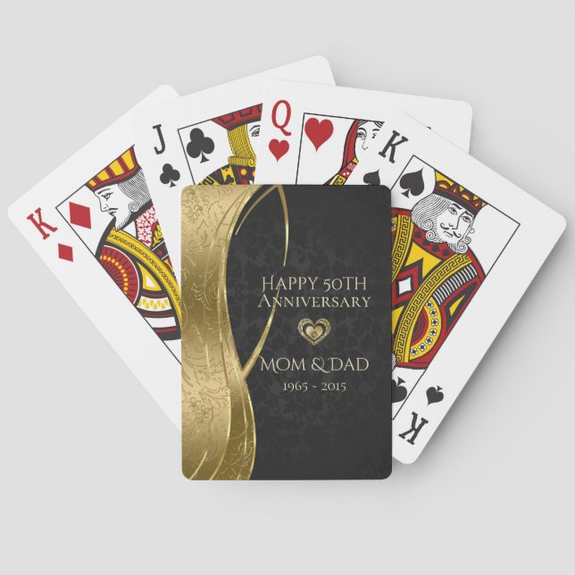 Golden And Black Damask Playing Cards (Back)