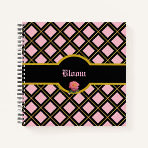 Golden and Black Diamond Pattern Notebook
