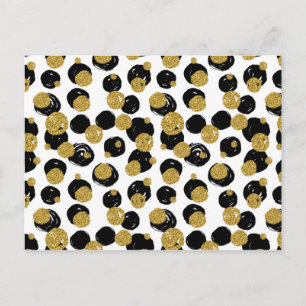 Golden and Black Dots Pattern Postcard