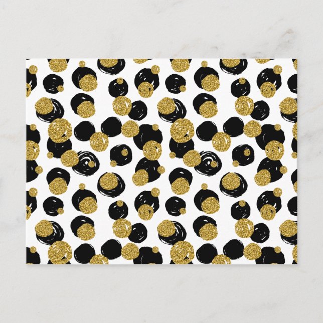 Golden and Black Dots Pattern Postcard (Front)
