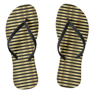 Golden and Black Elegant Stripes Jandals