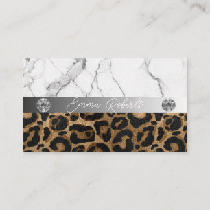 Golden and Black Glitter Leopard Business Card