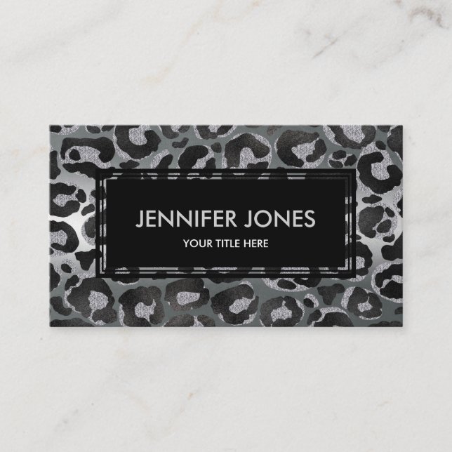 Golden and Black glitter  Leopard/ Jaguar print Business Card (Front)