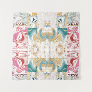 Golden and blue marble pattern tapestry