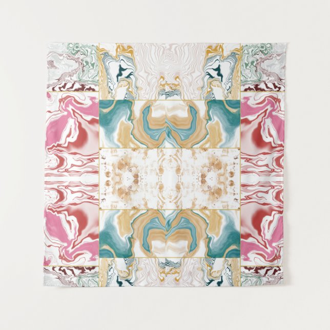 Golden and blue marble pattern tapestry (Front)