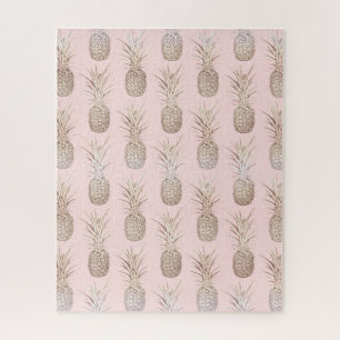 Golden and blush pineapples pattern jigsaw puzzle