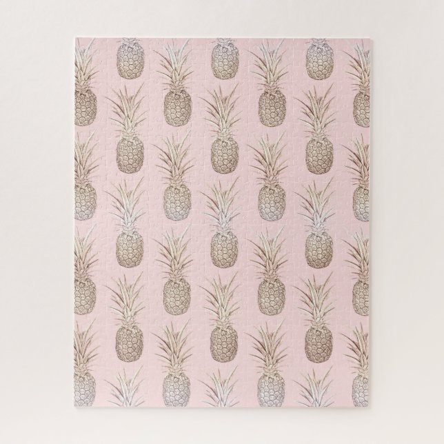 Golden and blush pineapples pattern jigsaw puzzle (Vertical)