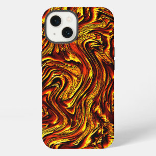 Golden and coral or vivid red texture iPhone 13 case