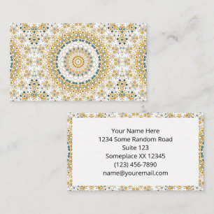 Golden and Green Geometric Mandala Pattern Business Card