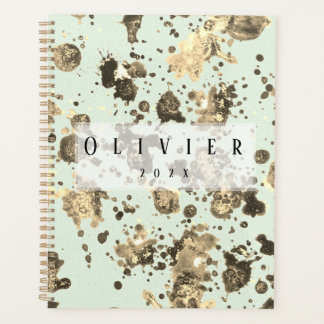 golden and grey metallic splash effect planner