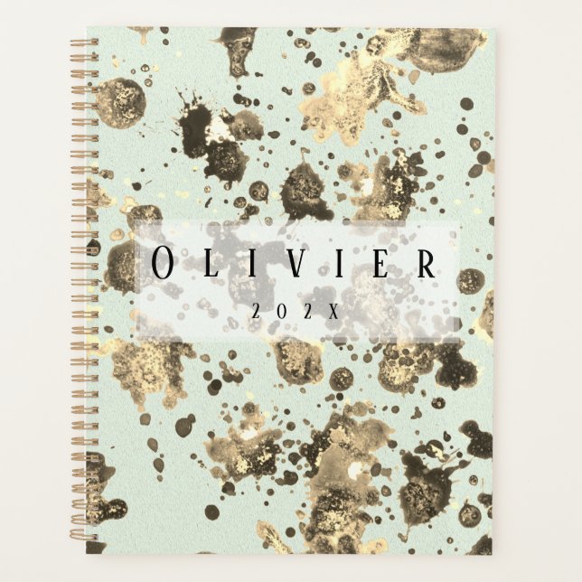 golden and grey metallic splash effect  planner (Front)