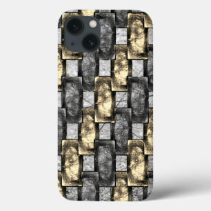 Golden and grey stain, carved rectangular pieces iPhone 13 case