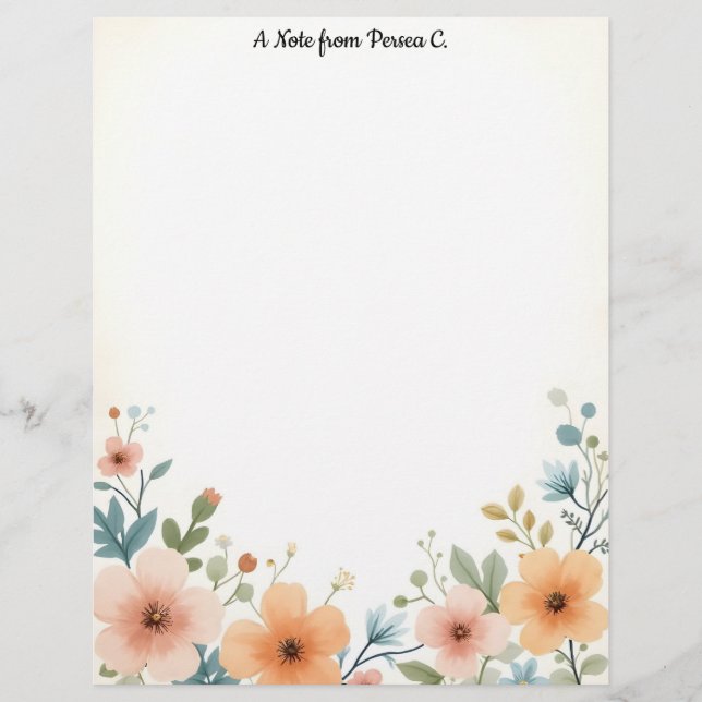Golden and Ivory Flowers Custom Letterhead (Front)