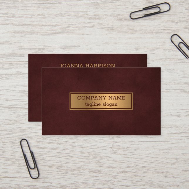 Golden And Red Business Card (Front/Back In Situ)
