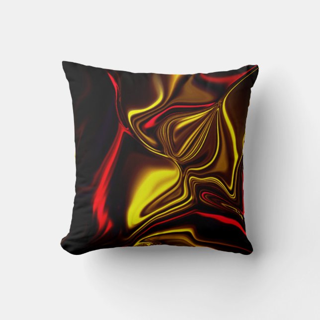 Golden and red curved strokes with dark parts cushion (Front)
