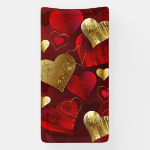 Golden and red valentines banner
