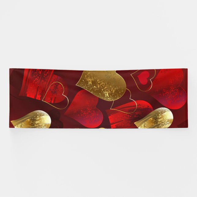 Golden and red valentines banner (Horizontal)