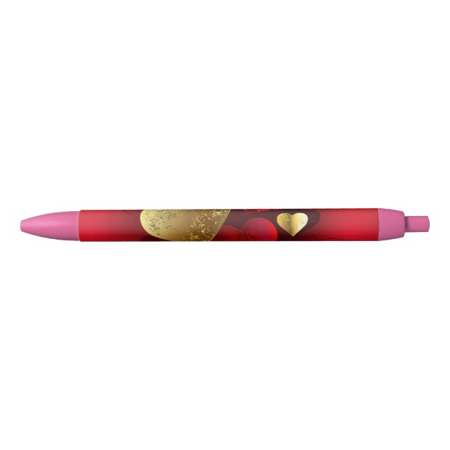Golden and red valentines black ink pen (Front)