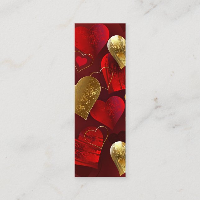Golden and red valentines calling card (Front)