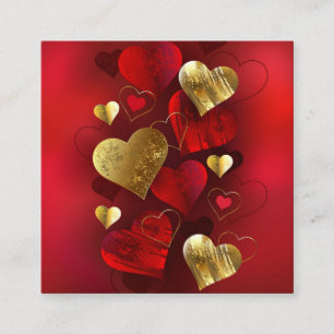 Golden and red valentines calling card