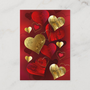 Golden and red valentines calling card