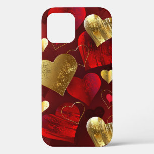 Golden and red valentines iPhone 12 case