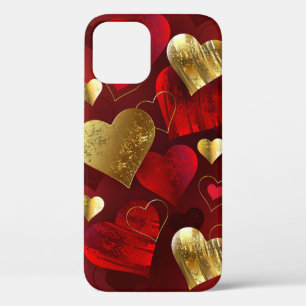Golden and red valentines iPhone 12 case