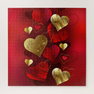 Golden and red valentines jigsaw puzzle