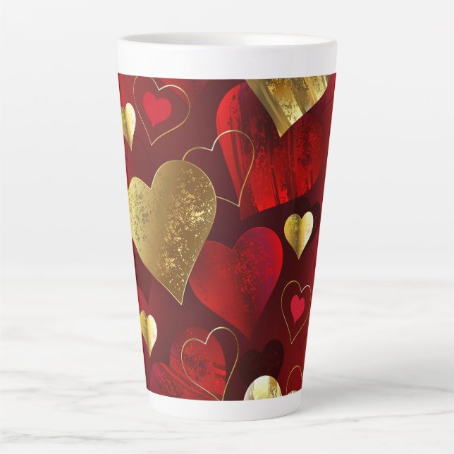 Golden and red valentines latte mug (Front)