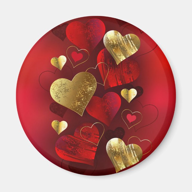 Golden and red valentines magnet (Front)