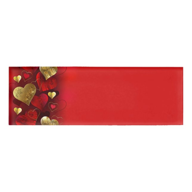 Golden and red valentines name tag (Front)