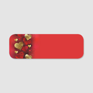 Golden and red valentines name tag