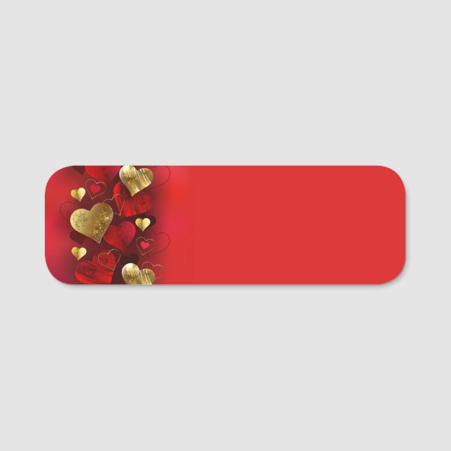 Golden and red valentines name tag (Front)