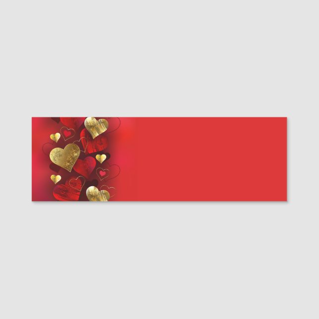 Golden and red valentines name tag (Front)