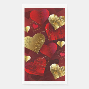 Golden and red valentines napkin