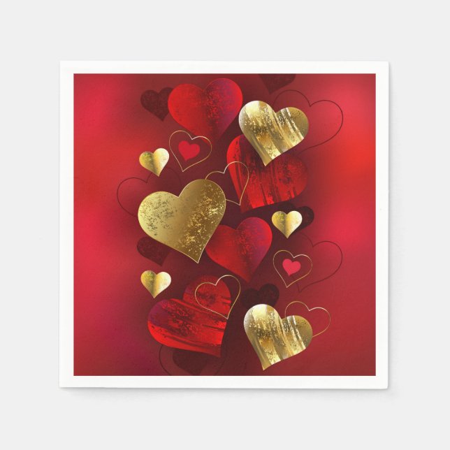 Golden and red valentines napkin (Front)