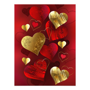 Golden and red valentines photo print