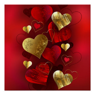 Golden and red valentines poster