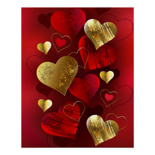 Golden and red valentines poster