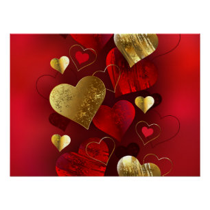Golden and red valentines poster