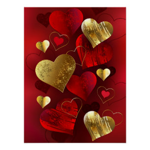 Golden and red valentines poster