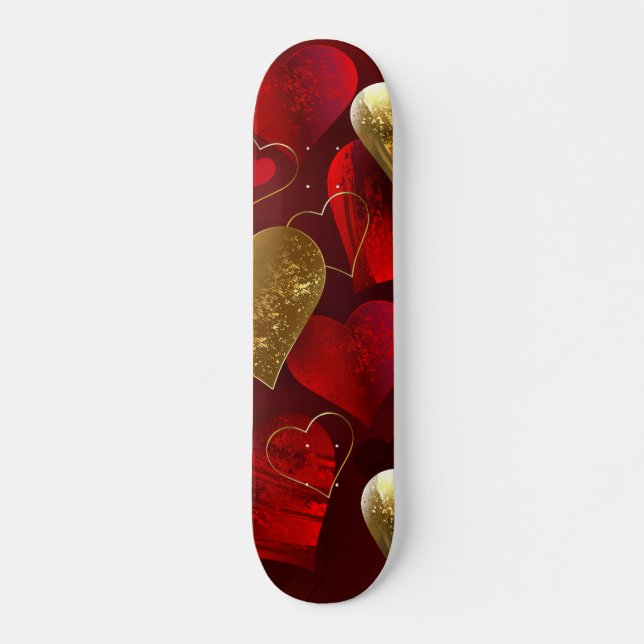Golden and red valentines skateboard (Front)