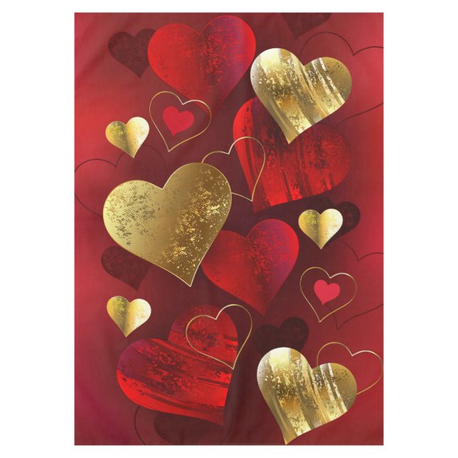 Golden and red valentines tablecloth (Front)