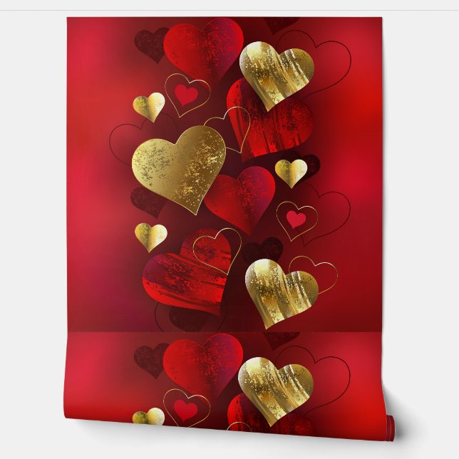Golden and red valentines wallpaper (Unrolling)