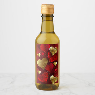 Golden and red valentines wine label